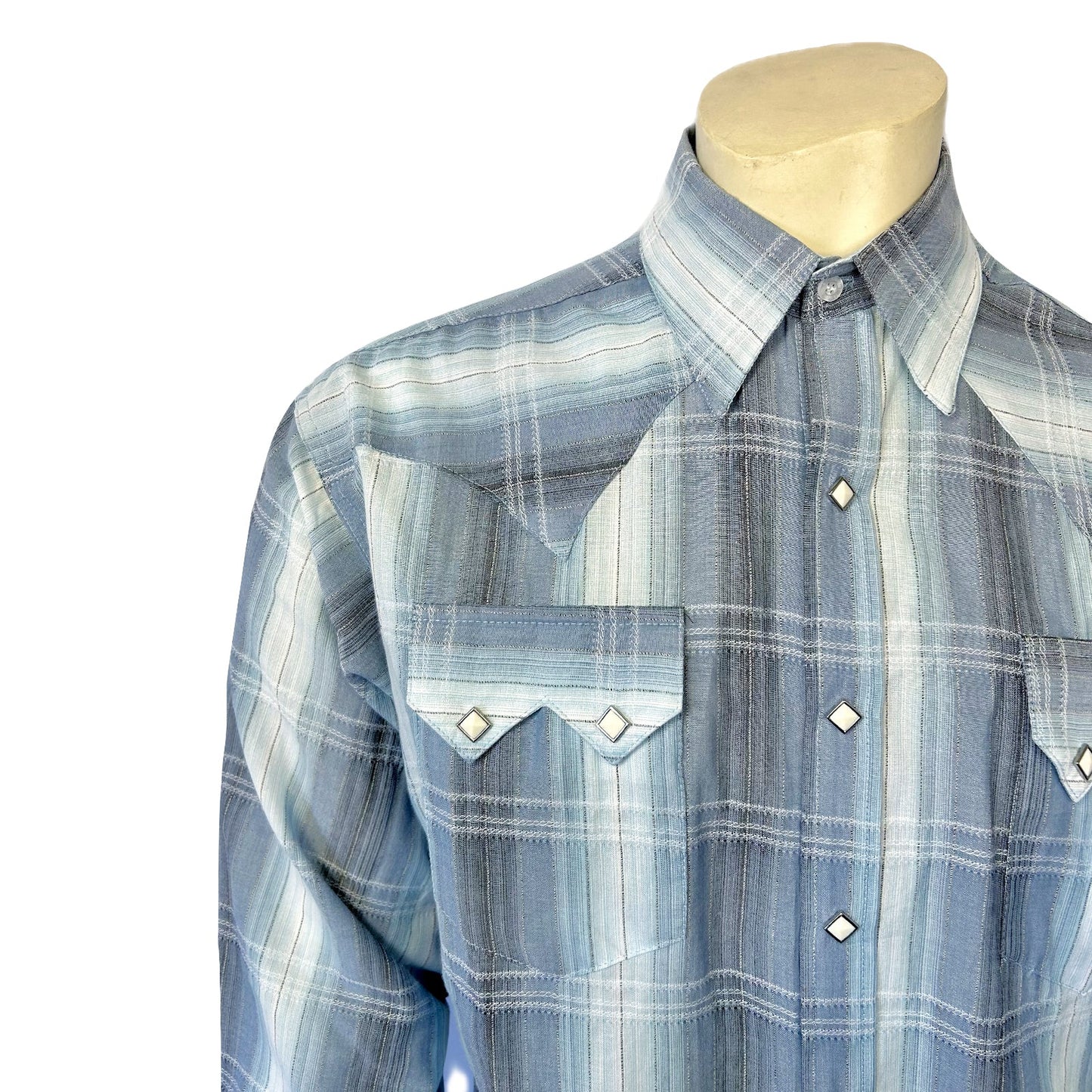 Rockmount Ranch Wear Men's Classic Slate Blue Ombre Stripe Sawtooth Western Shirt - Rockmount Clothing - Flyclothing LLC