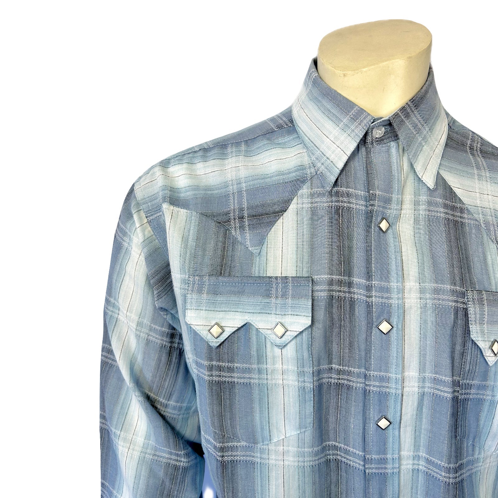 Rockmount Ranch Wear Men's Classic Slate Blue Ombre Stripe Sawtooth Western Shirt - Rockmount Clothing - Flyclothing LLC