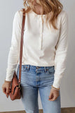 Half Button Long Sleeve Top - Trendsi - Flyclothing LLC