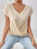 V-Neck Twist Front Top - Trendsi - Flyclothing LLC