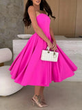 Solid Color Tube Midi Dress - Trendsi