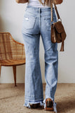 Raw Hem Bootcut Jeans with Pockets - Trendsi
