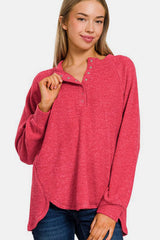 Zenana Full Size Brushed Melange Hacci High-Low Sweater - Trendsi - Flyclothing LLC