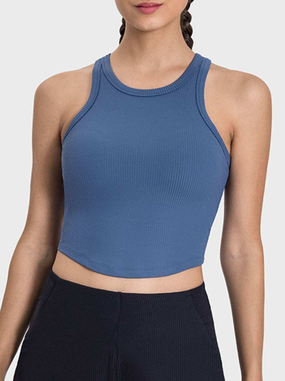 Round Neck Racerback Active Tank - Trendsi - Flyclothing LLC