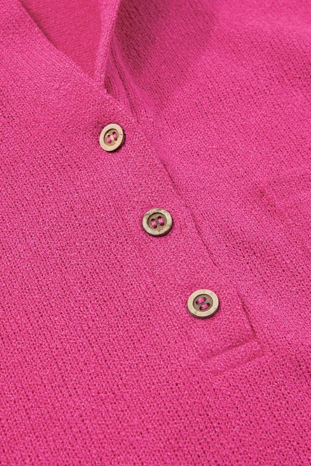 Exposed Seam Detail Henley Knit Hoodie - Trendsi - Flyclothing LLC