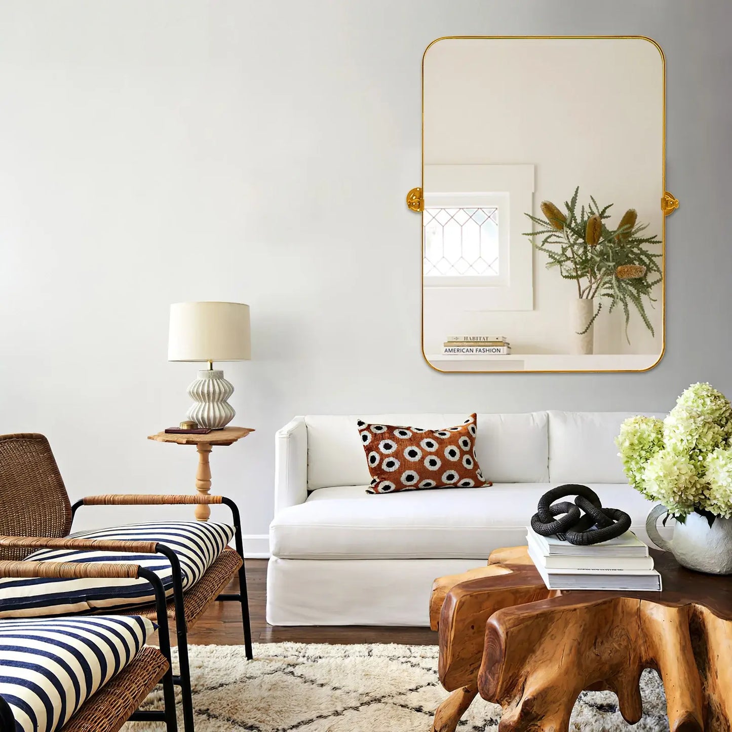 32" Gold Iron Tilting Framed Accent Mirror - Homeroots - Flyclothing LLC