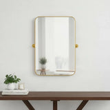 32" Gold Iron Tilting Framed Accent Mirror - Homeroots - Flyclothing LLC