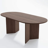 67" Brown Wood Double Pedestal Base Oval Dining Table - HomeRoots - Flyclothing LLC