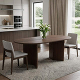 67" Brown Wood Double Pedestal Base Oval Dining Table - HomeRoots - Flyclothing LLC