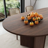 67" Brown Wood Double Pedestal Base Oval Dining Table - HomeRoots - Flyclothing LLC