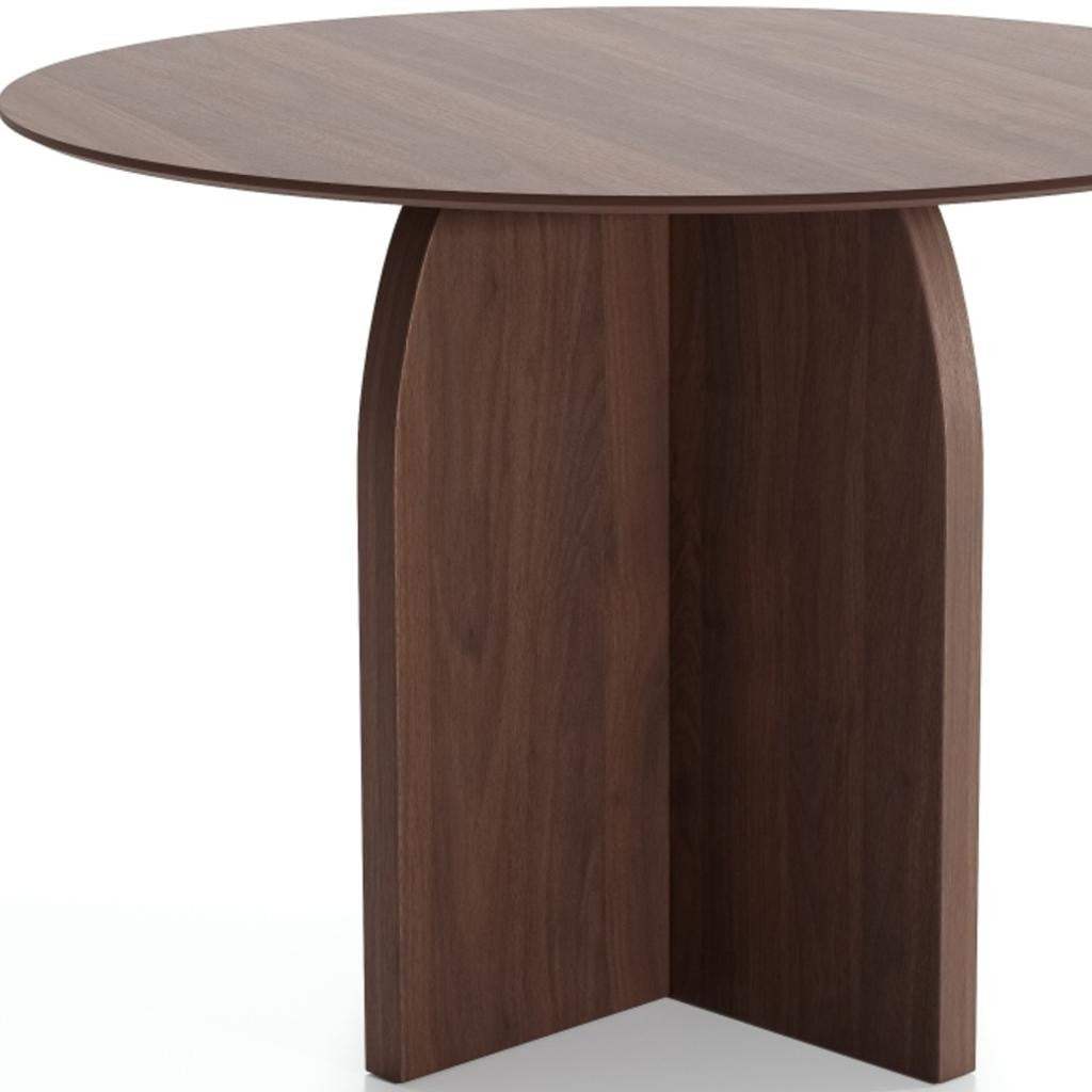 42" Brown Wood Pedestal Base Round Top Dining Table - HomeRoots - Flyclothing LLC