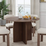 42" Brown Wood Pedestal Base Round Top Dining Table - HomeRoots - Flyclothing LLC