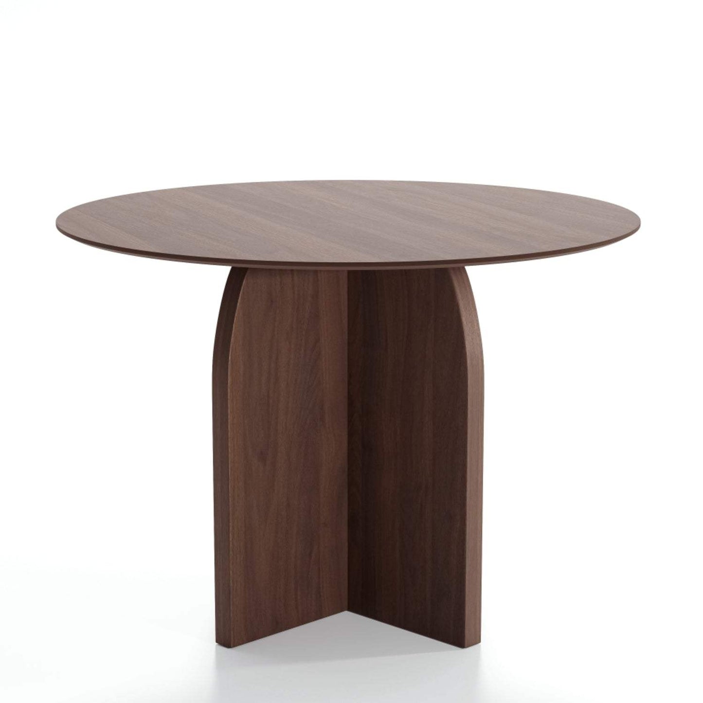 42" Brown Wood Pedestal Base Round Top Dining Table - HomeRoots - Flyclothing LLC