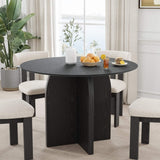 42" Black Wood Pedestal Base Round Top Dining Table - HomeRoots - Flyclothing LLC