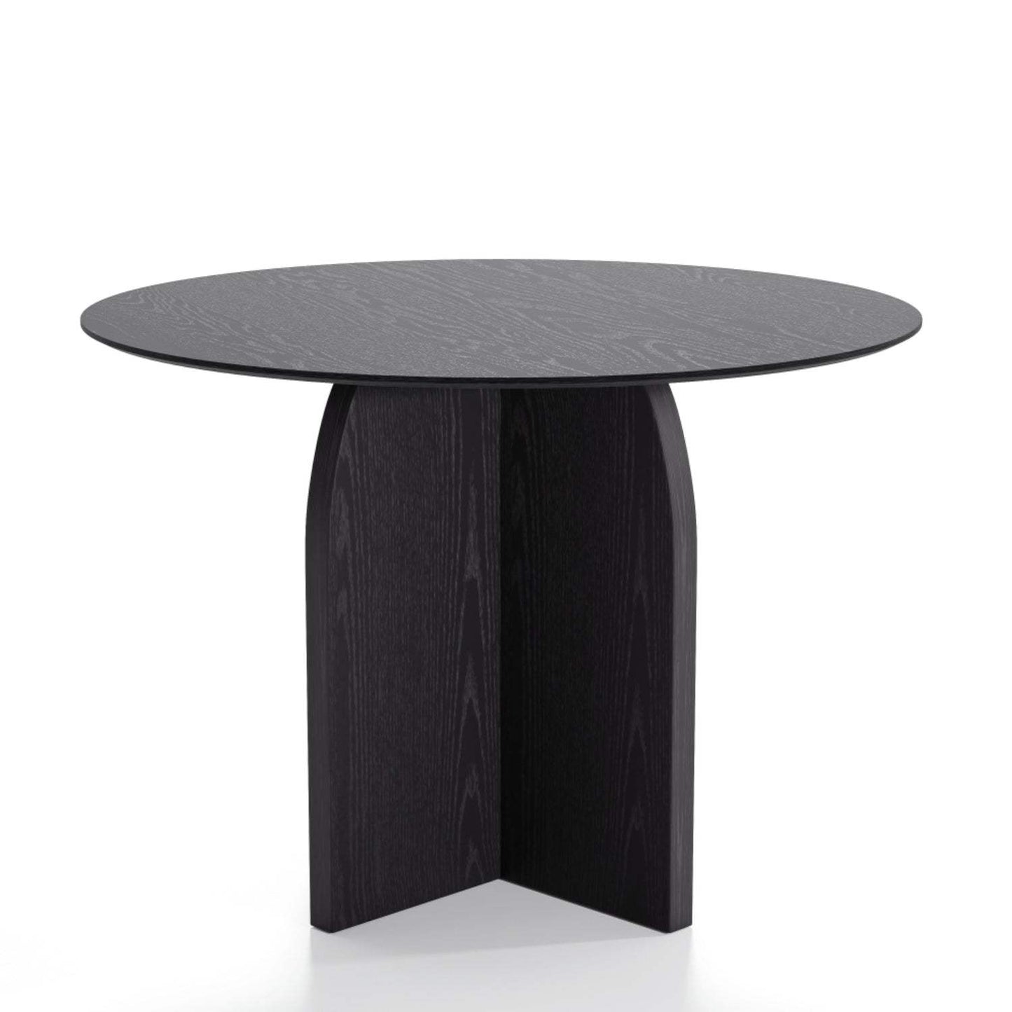 42" Black Wood Pedestal Base Round Top Dining Table - HomeRoots - Flyclothing LLC