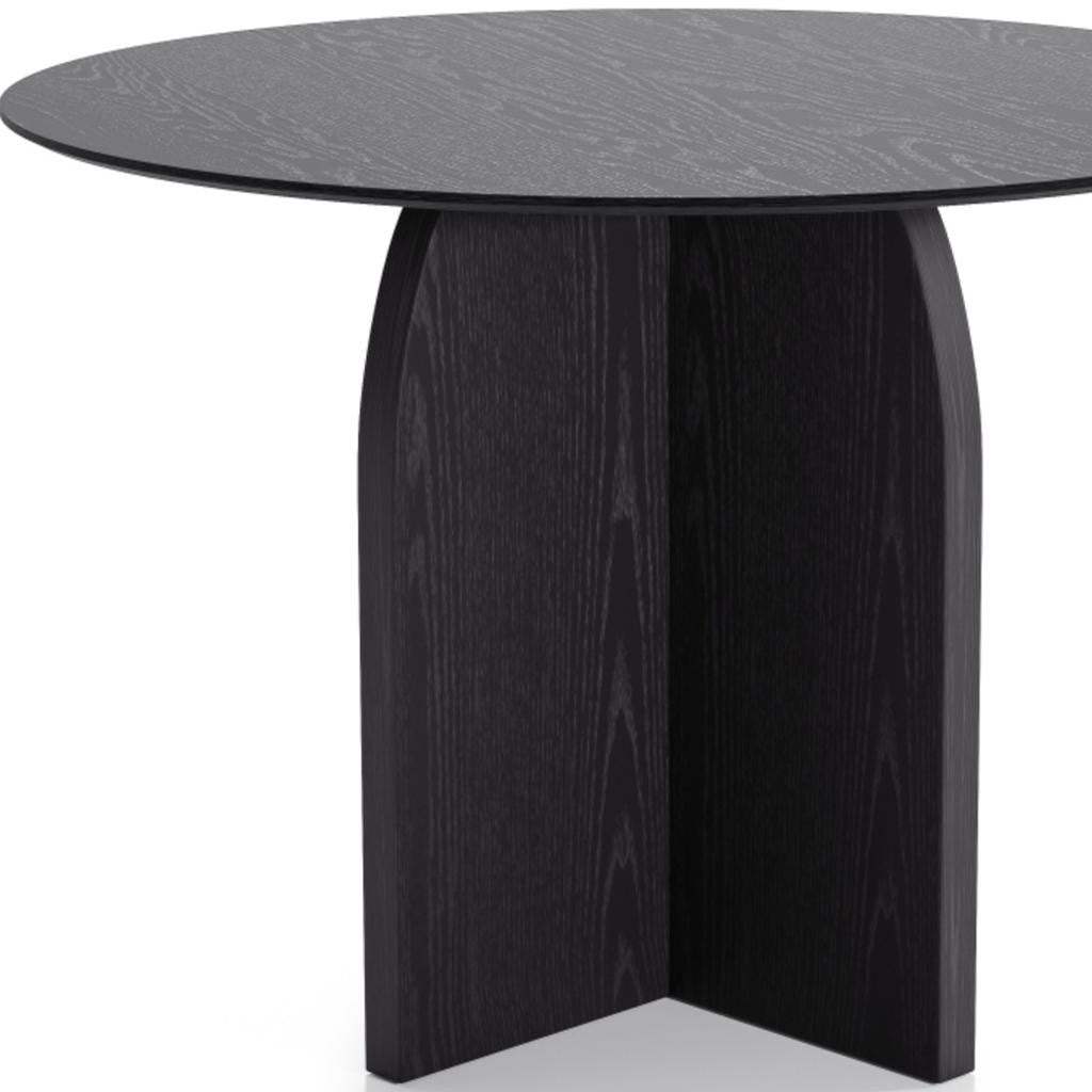 42" Black Wood Pedestal Base Round Top Dining Table - HomeRoots - Flyclothing LLC