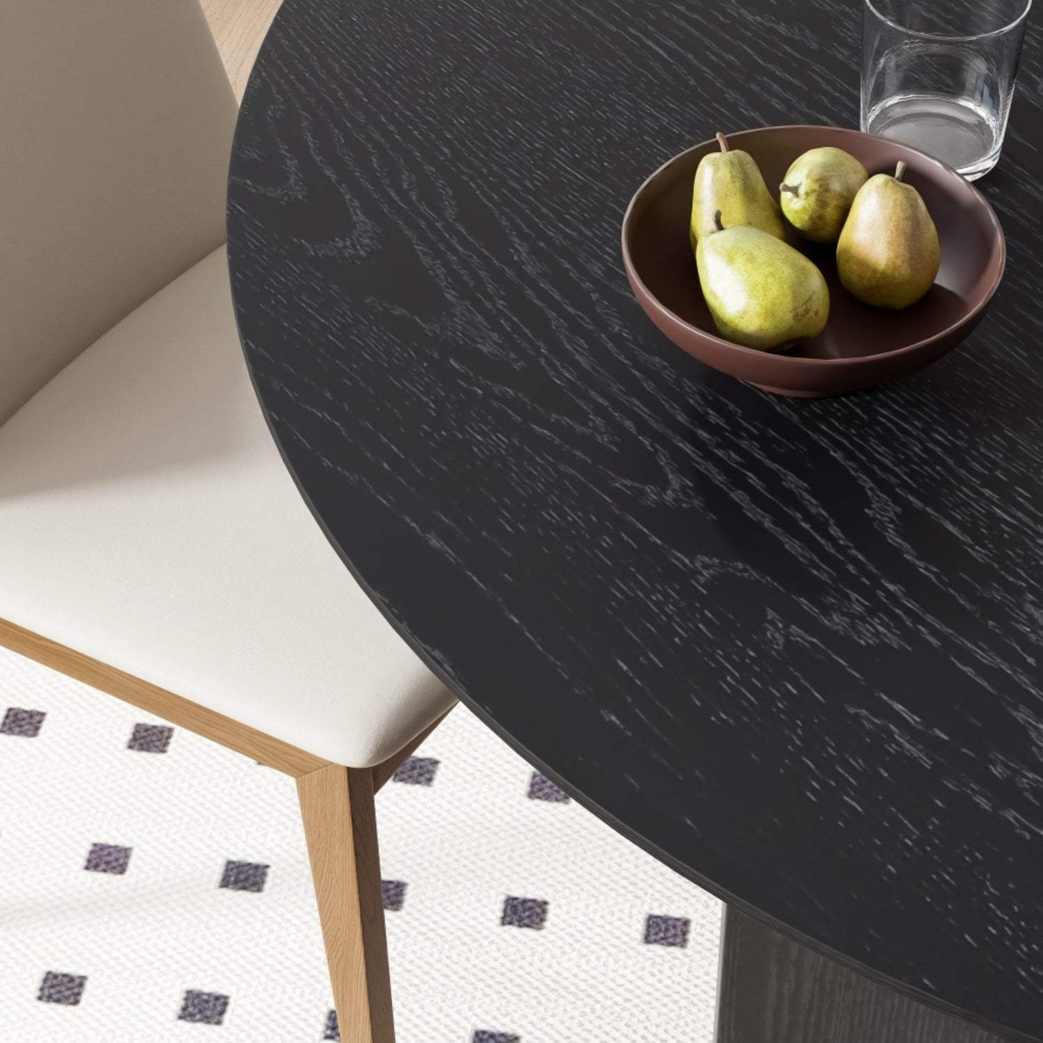42" Black Wood Pedestal Base Round Top Dining Table - HomeRoots - Flyclothing LLC