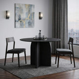 42" Black Wood Pedestal Base Round Top Dining Table - HomeRoots - Flyclothing LLC
