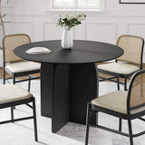 42" Black Wood Pedestal Base Round Top Dining Table - HomeRoots - Flyclothing LLC