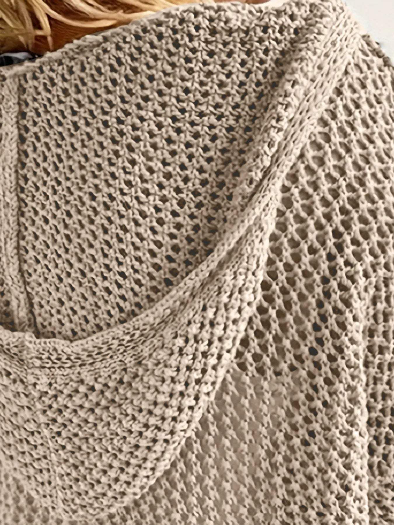 Openwork Long Sleeve Hooded Knit Cover Up - Trendsi - Flyclothing LLC