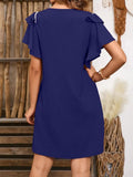V-Neck Flutter Sleeve Mini Dress - Trendsi