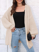 Open Front Long Sleeve Cardigan - Trendsi - Flyclothing LLC