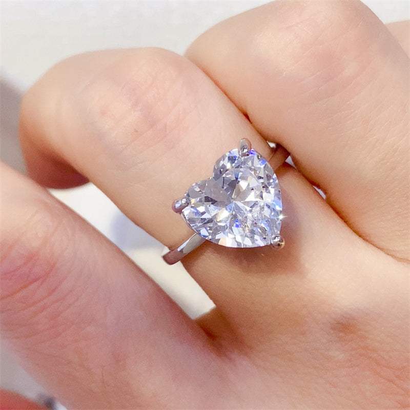 5 Carat 925 Sterling Silver Moissanite Heart Shape Ring - Trendsi - Flyclothing LLC
