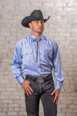 Rockmount Ranch Wear Men's Blue Pima Cotton Herringbone Western Shirt - Rockmount Clothing - Flyclothing LLC