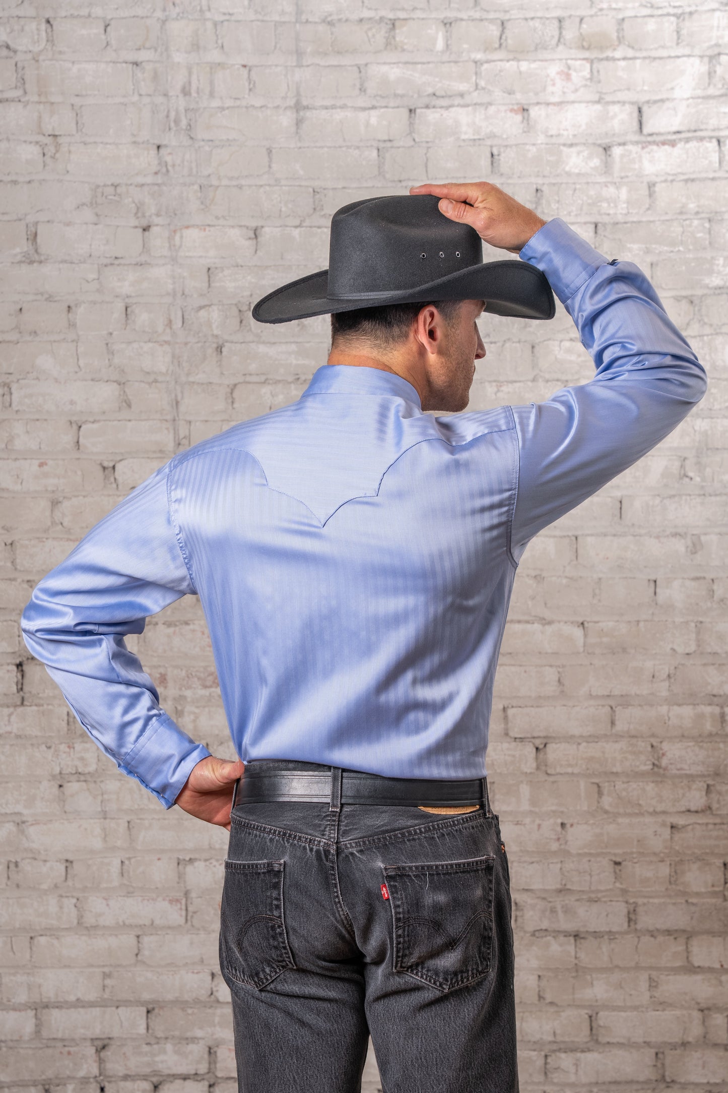 Rockmount Ranch Wear Men's Blue Pima Cotton Herringbone Western Shirt - Rockmount Clothing - Flyclothing LLC