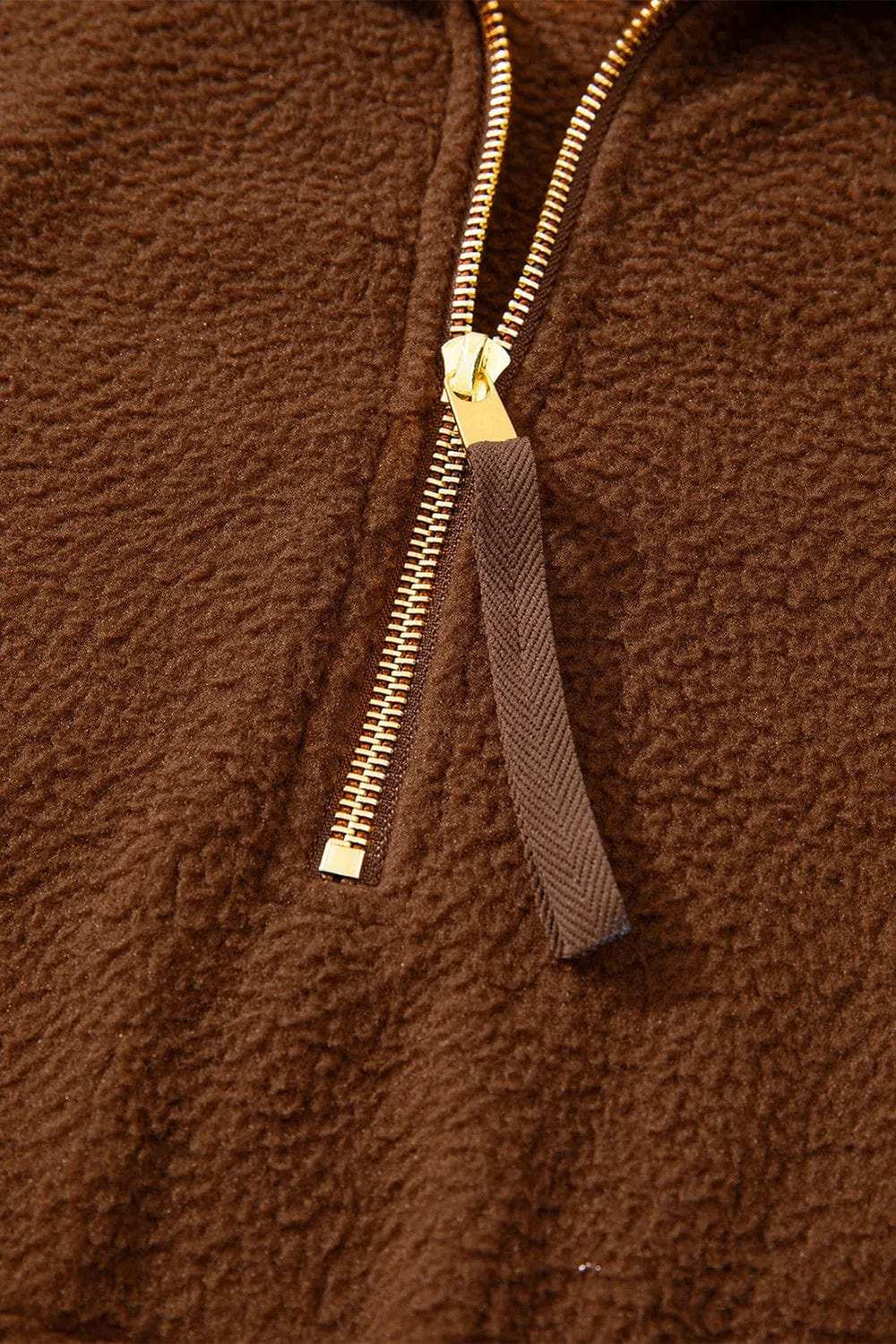 Drawstring Half Zip Long Sleeve Sweatshirt - Trendsi - Flyclothing LLC