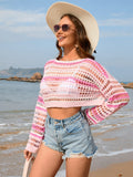 Openwork Boat Neck Dropped Shoulder Cover-Up - Trendsi