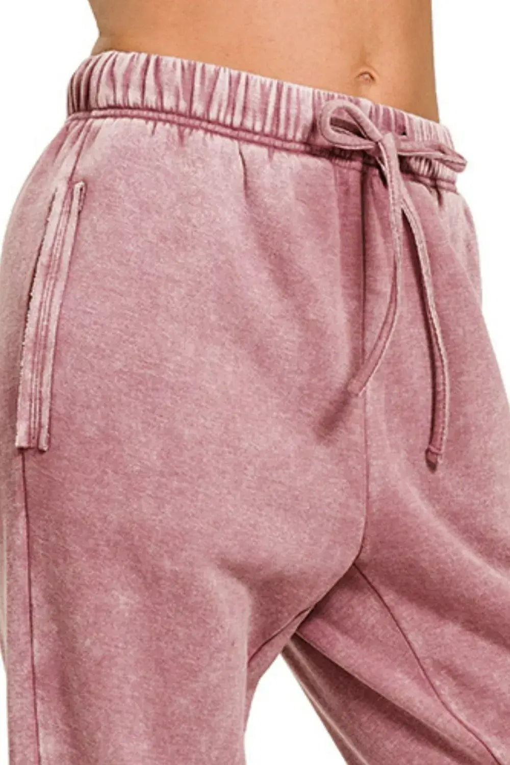 Zenana Acid Wash Fleece Sweatpants with Pockets - Trendsi - Flyclothing LLC