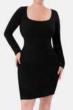 Basic Bae Full Size Built-In Shapewear Square Neck Long Sleeve Dress - ShopBasicbae - Flyclothing LLC
