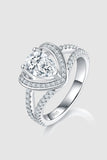 1 Carat Moissanite 925 Sterling Silver Heart Ring - Trendsi
