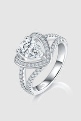 1 Carat Moissanite 925 Sterling Silver Heart Ring - Trendsi