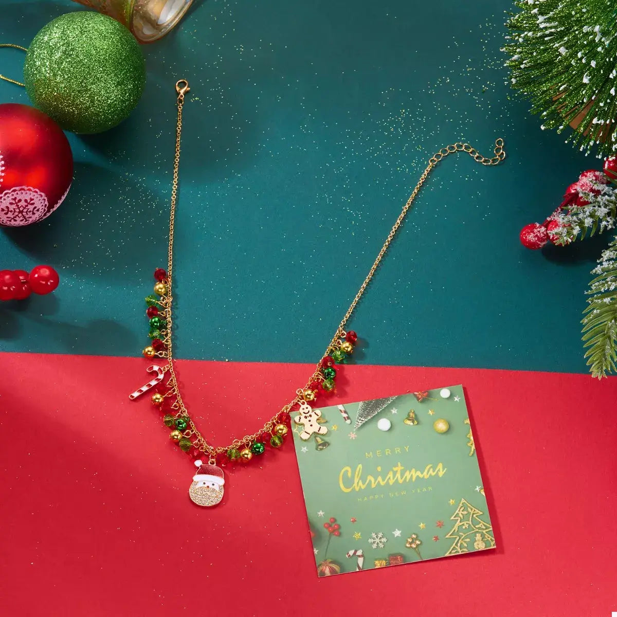18K Gold-Plated Christmas Charm Necklace - Trendsi - Flyclothing LLC