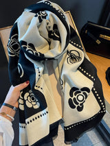 Floral Pattern Raw Hem Scarf - Trendsi - Flyclothing LLC