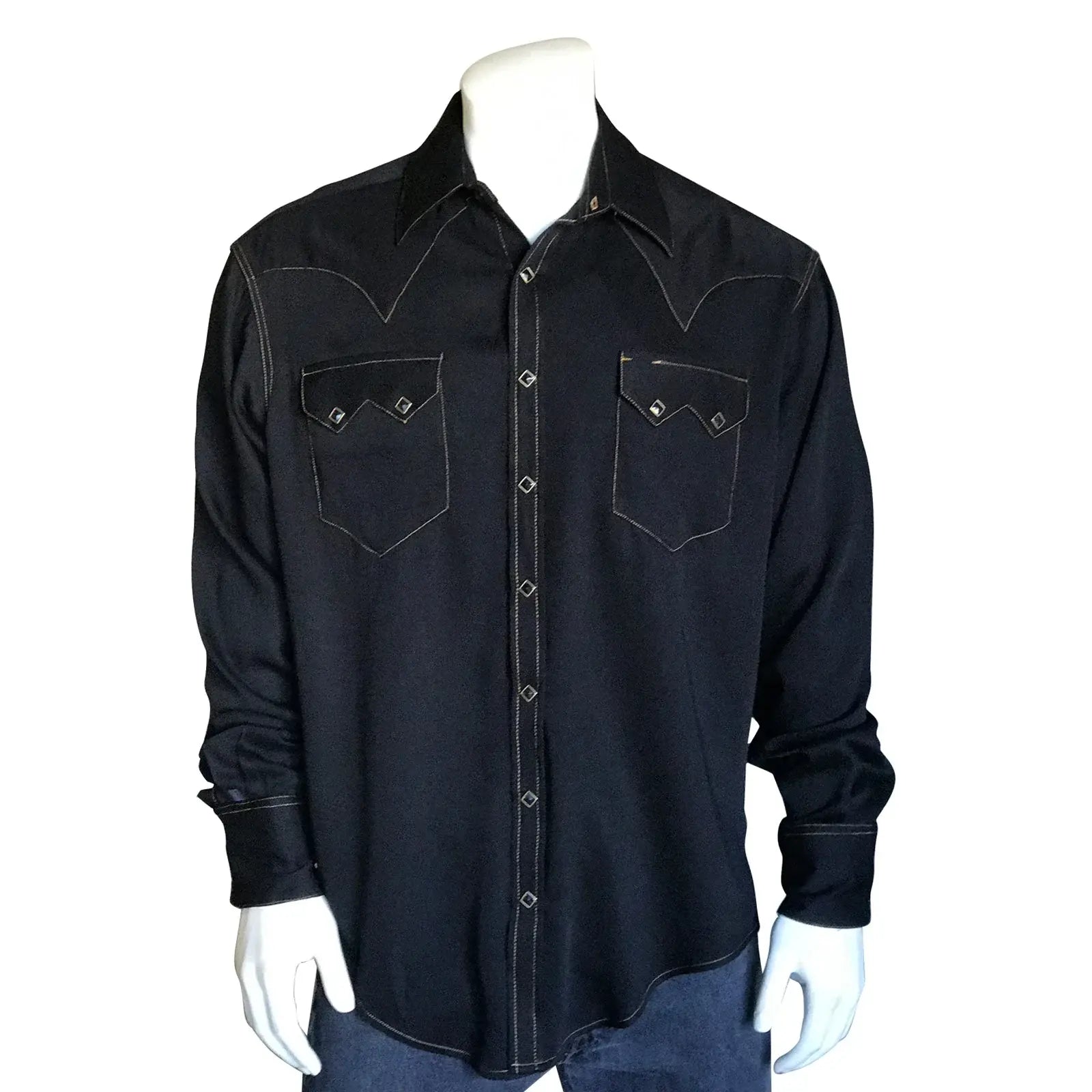 Rockmount Ranch Ware Men's Sueded Tencel Charcoal Black Western Shirt - Rockmount Clothing - Flyclothing LLC