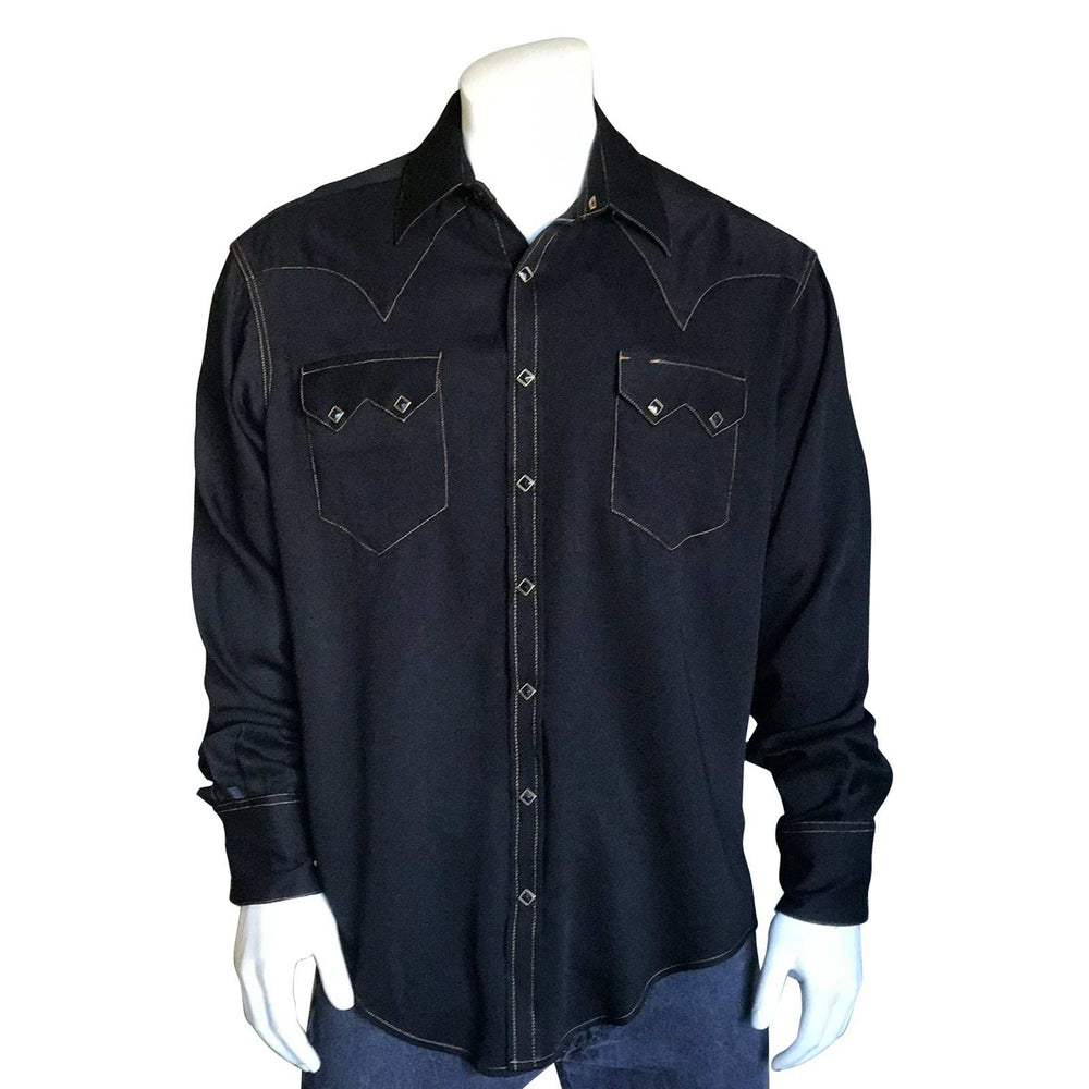 Rockmount Ranch Ware Men's Sueded Tencel Charcoal Black Western Shirt - Rockmount Clothing - Flyclothing LLC
