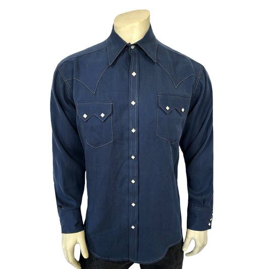Rockmount Ranch Ware Men's Sueded Tencel Royal Blue Western Shirt - Rockmount Clothing - Flyclothing LLC