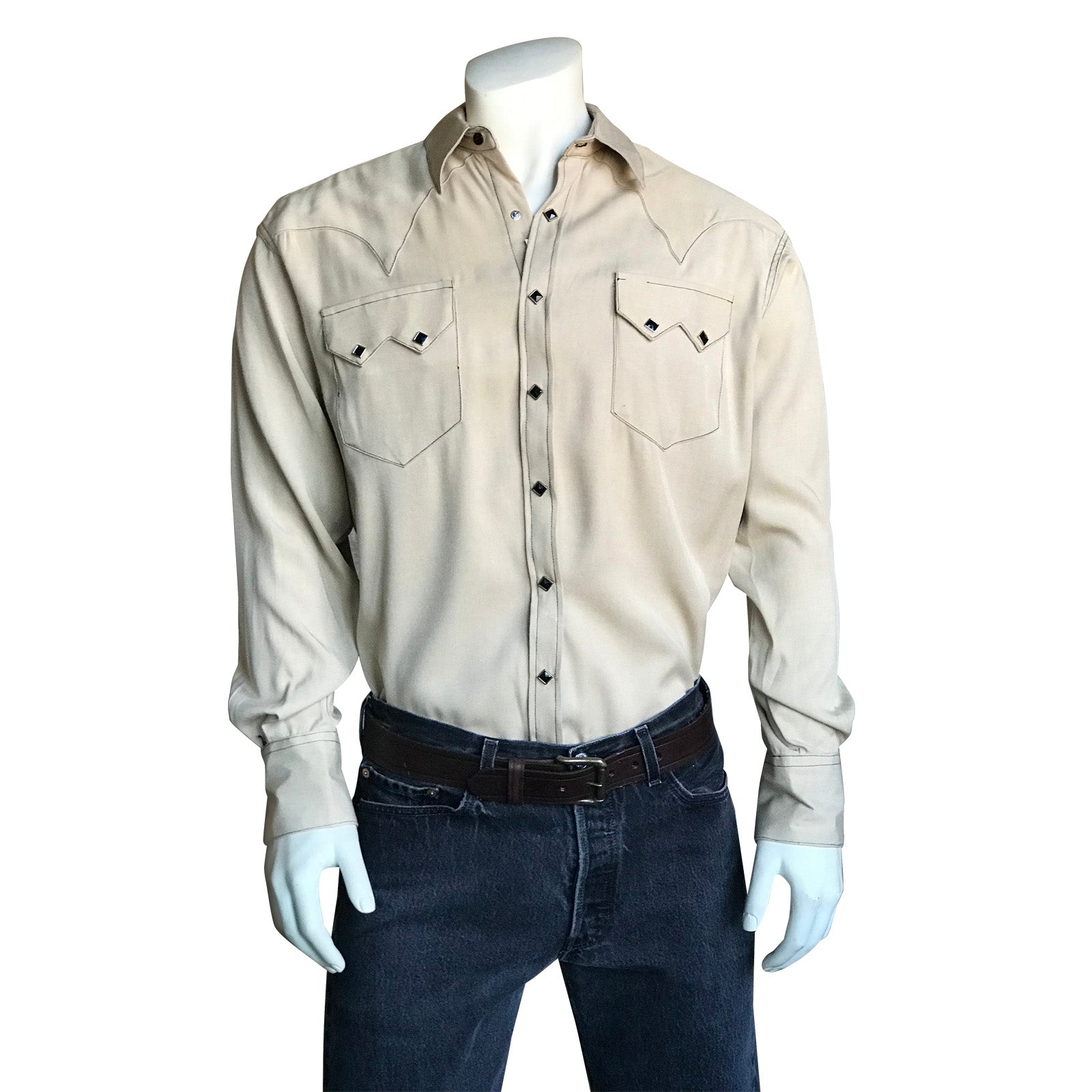 Rockmount Ranch Wear Men's Sueded Tencel Ivory Western Shirt - Rockmount Clothing - Flyclothing LLC
