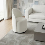 Cream and Black Velvet Curved Back Swivel Dining Arm Chair - Homeroots - Flyclothing LLC