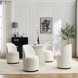 Cream and Black Velvet Curved Back Swivel Dining Arm Chair - Homeroots - Flyclothing LLC