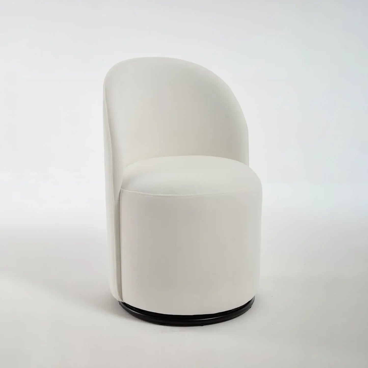 Cream and Black Velvet Curved Back Swivel Dining Arm Chair - Homeroots - Flyclothing LLC