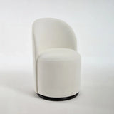 Cream and Black Velvet Curved Back Swivel Dining Arm Chair - Homeroots - Flyclothing LLC