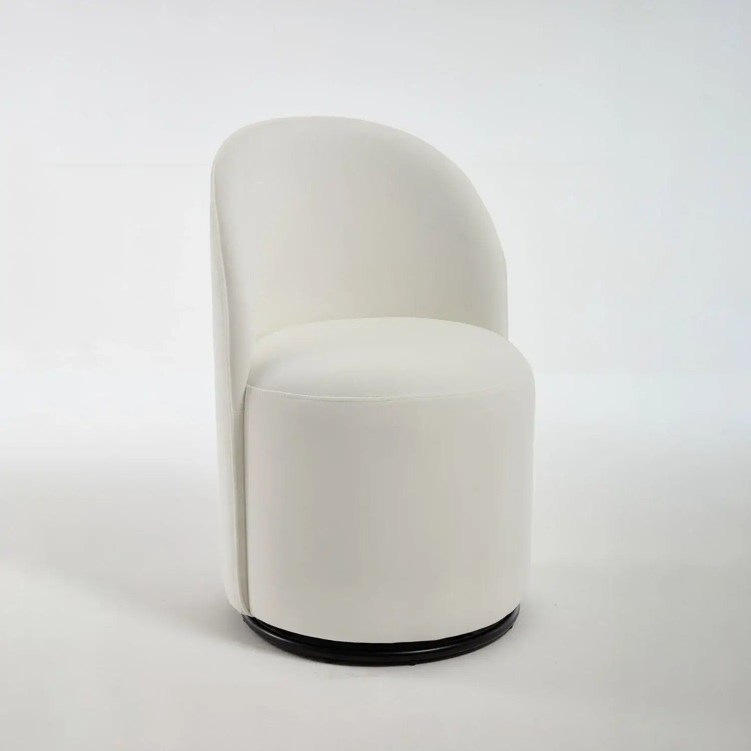 Cream and Black Velvet Curved Back Swivel Dining Arm Chair - Homeroots - Flyclothing LLC