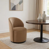 Brown and Black Velvet Curved Back Swivel Dining Arm Chair - Homeroots - Flyclothing LLC