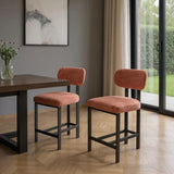 Set of Two 26" Orange and Black Fabric and Metal Counter Height Bar Chairs - Homeroots - Flyclothing LLC