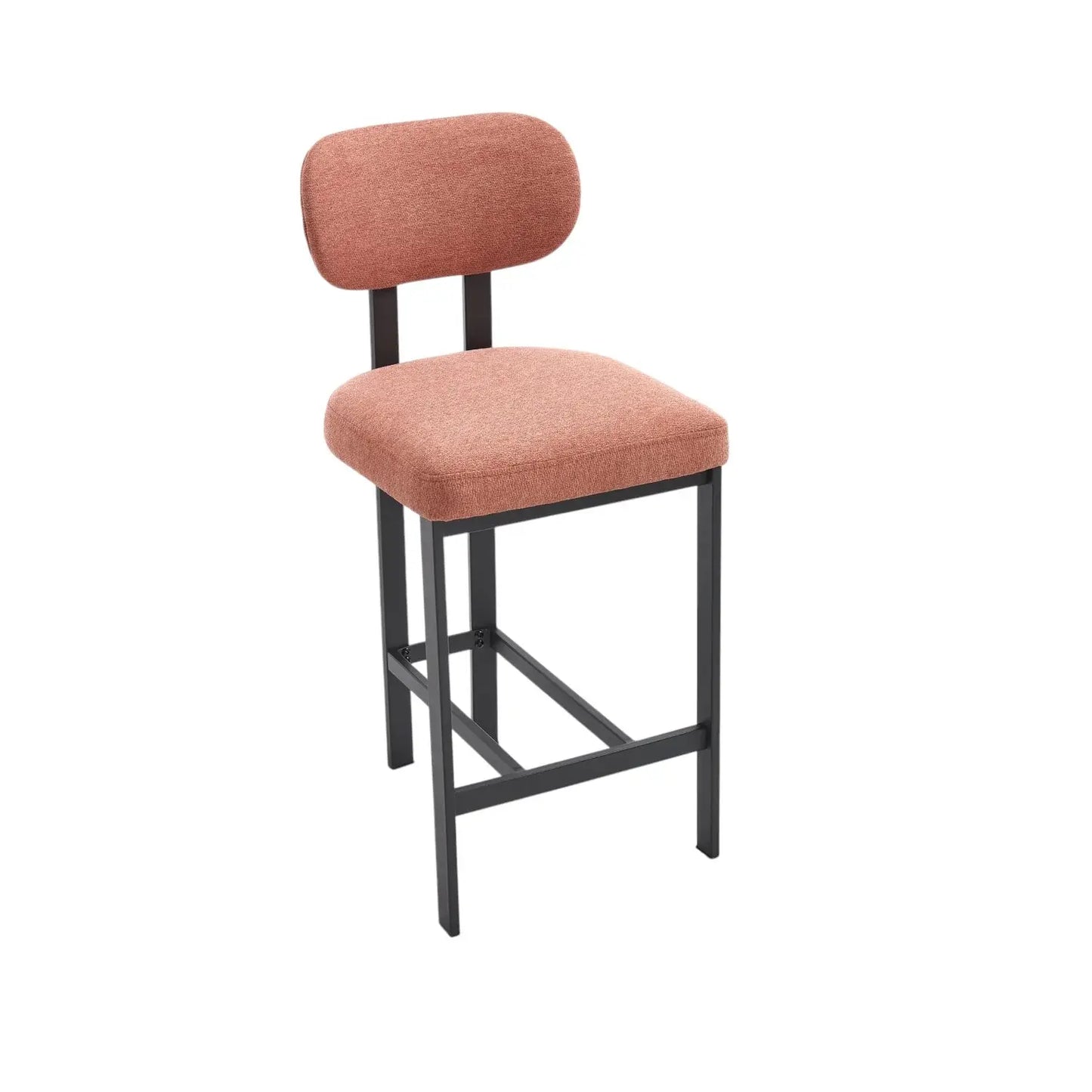 Set of Two 26" Orange and Black Fabric and Metal Counter Height Bar Chairs - Homeroots - Flyclothing LLC