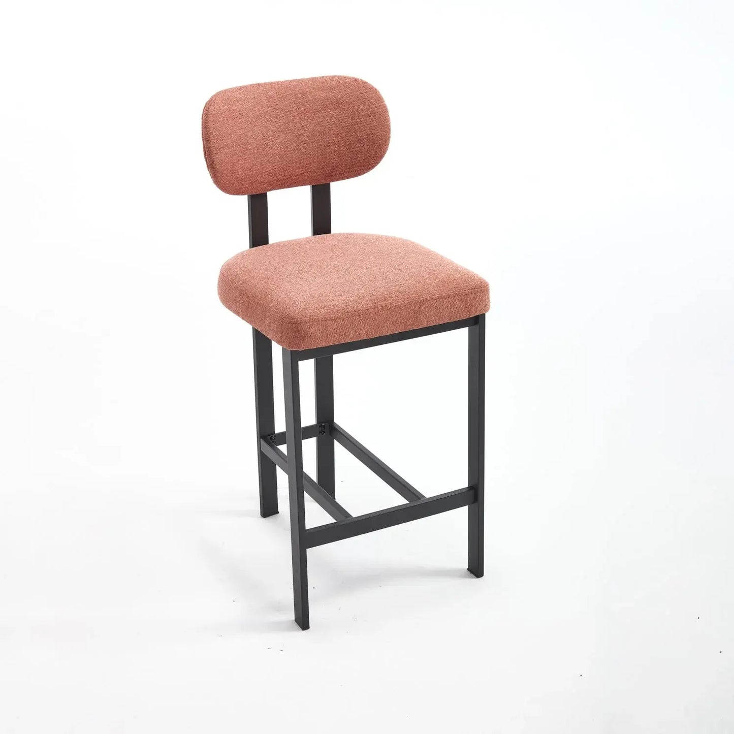 Set of Two 26" Orange and Black Fabric and Metal Counter Height Bar Chairs - Homeroots - Flyclothing LLC